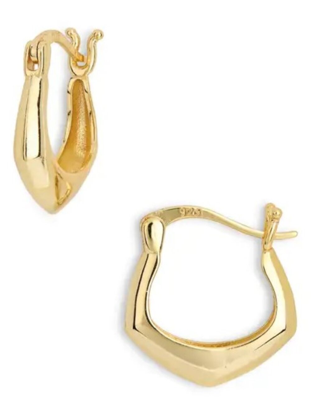 NWT Argento Vivo Angled Huggie 18KT Gold Plated Sterling Earrings